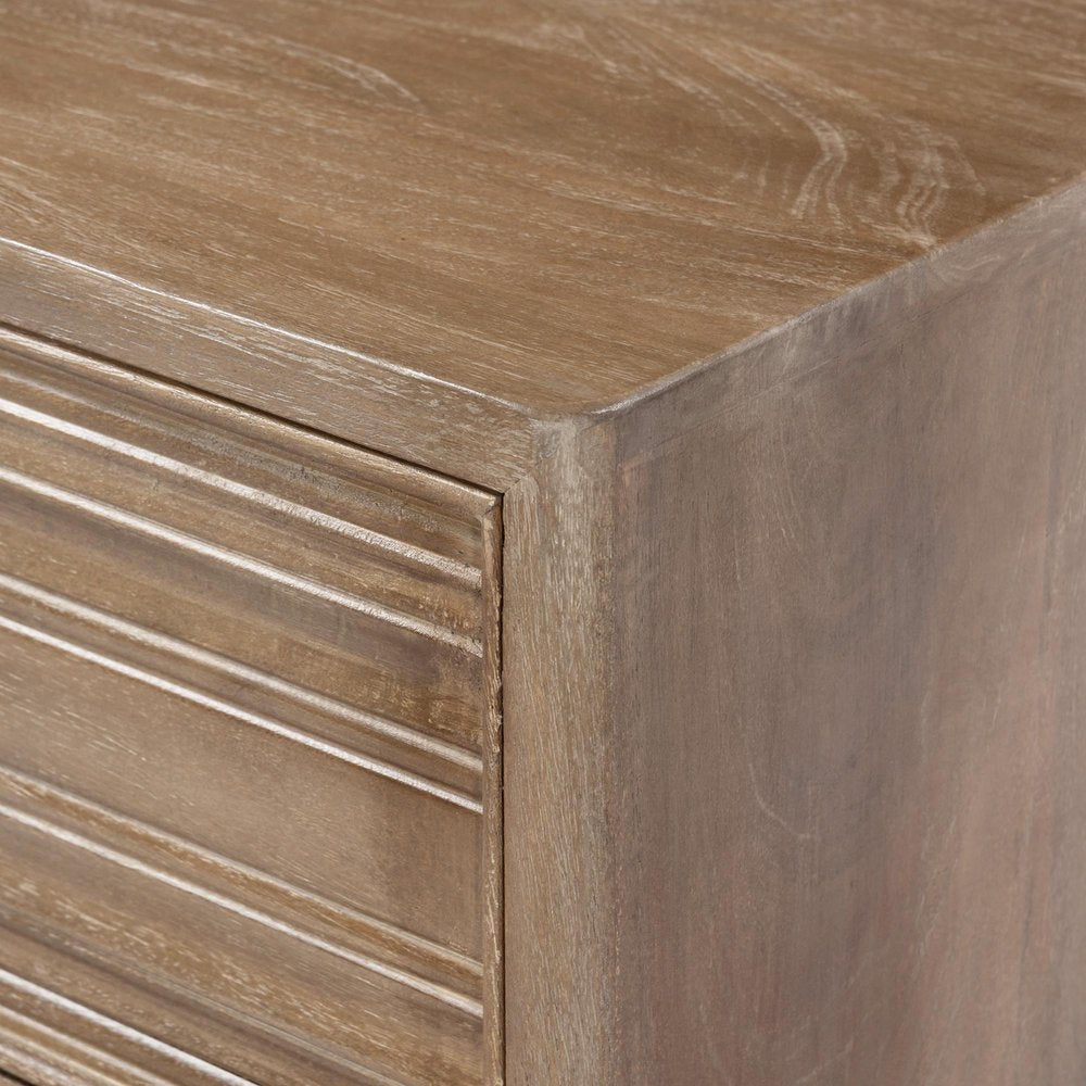 24" Light Brown Solid Wood Distressed Two Drawer Nightstand