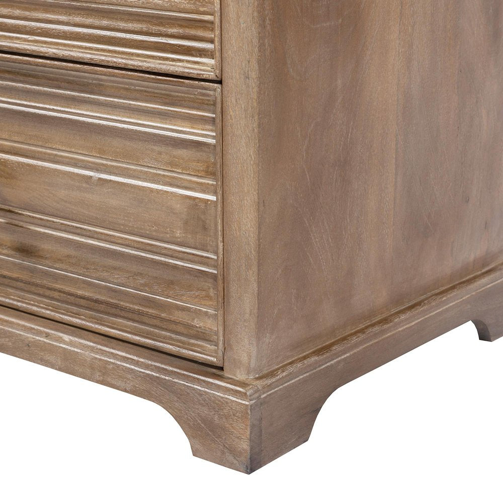 24" Light Brown Solid Wood Distressed Two Drawer Nightstand