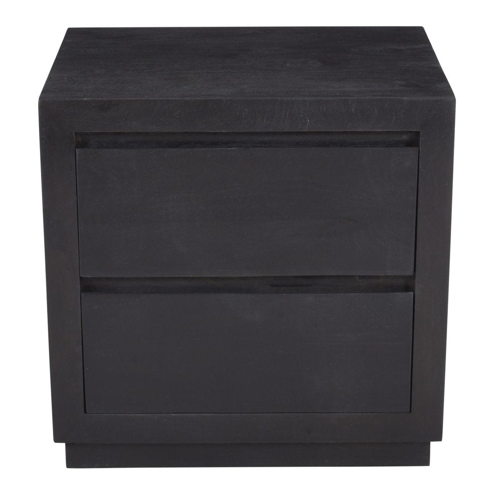 24" Brown Solid Wood Distressed Two Drawer Nightstand