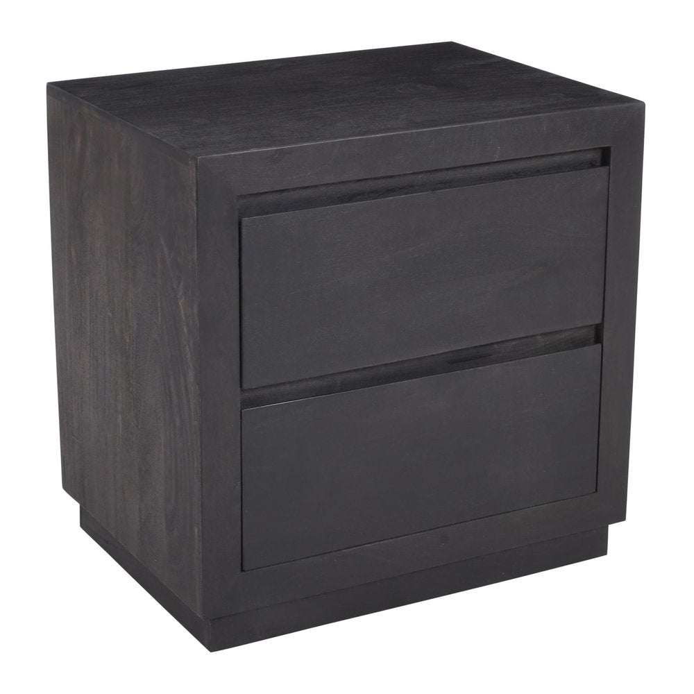 24" Brown Solid Wood Distressed Two Drawer Nightstand