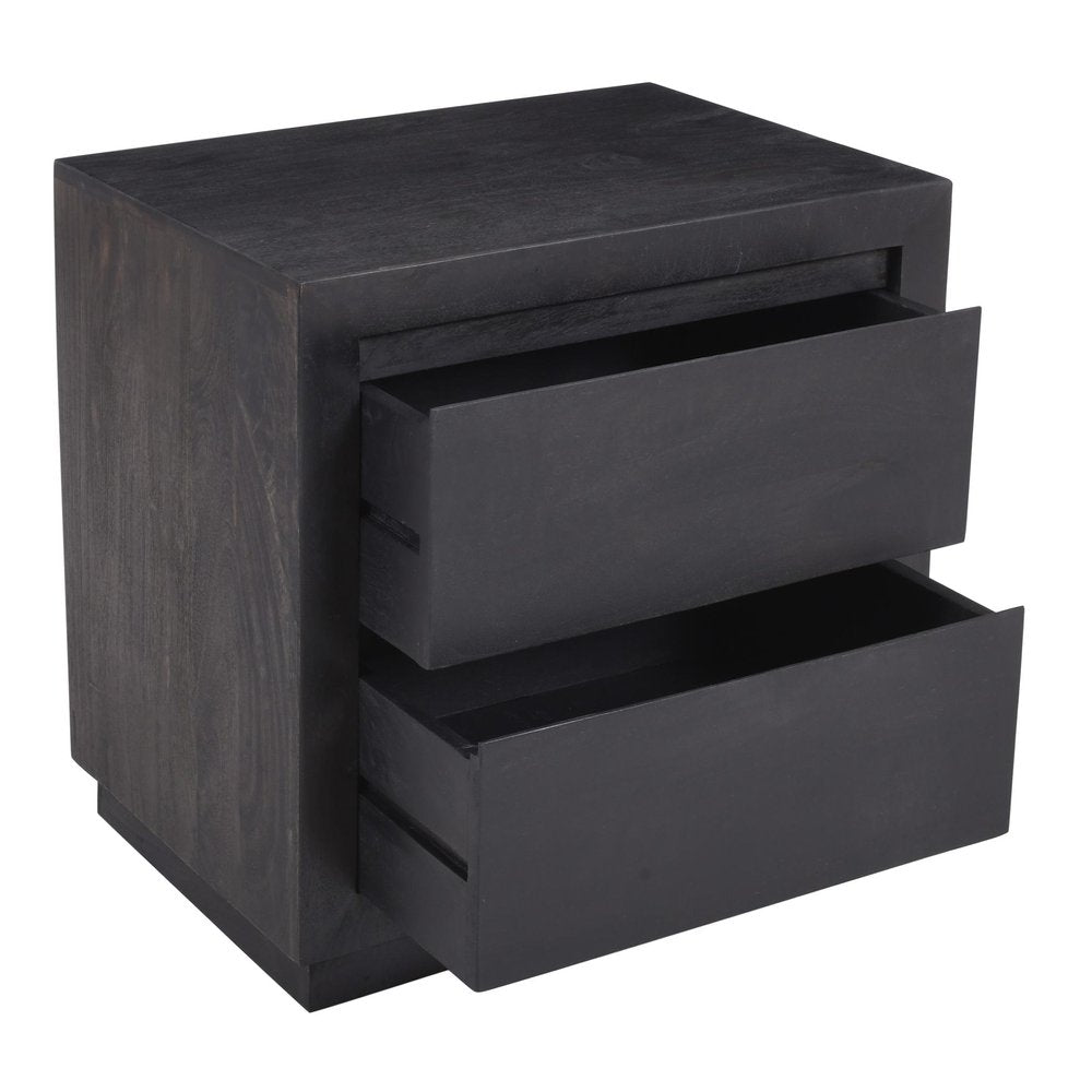 24" Brown Solid Wood Distressed Two Drawer Nightstand