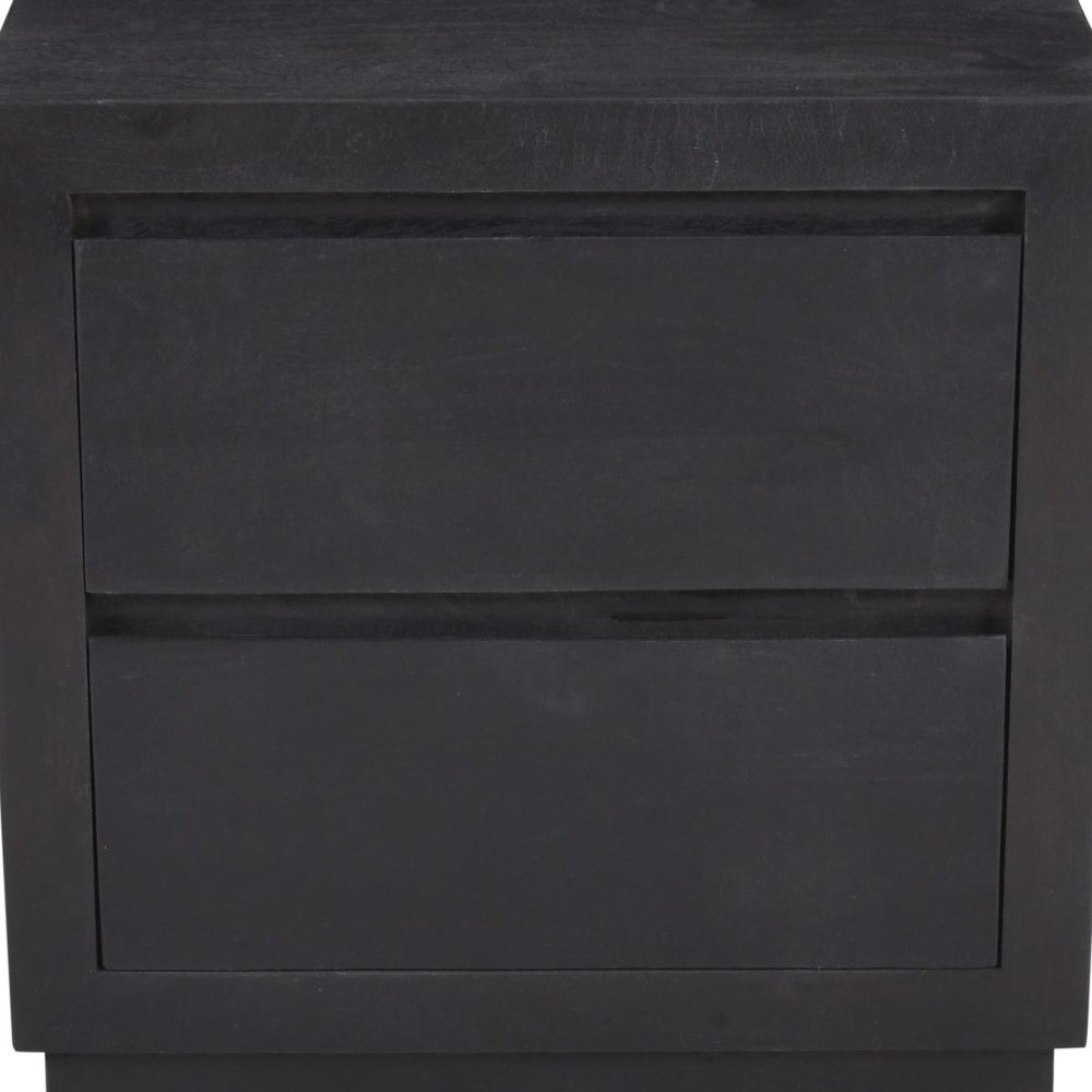 24" Brown Solid Wood Distressed Two Drawer Nightstand