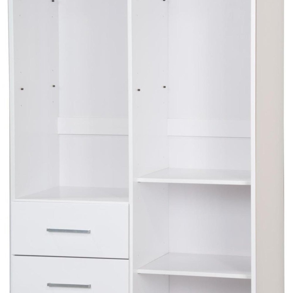 72" White Solid Wood Two Door Three Drawer Combo Dresser