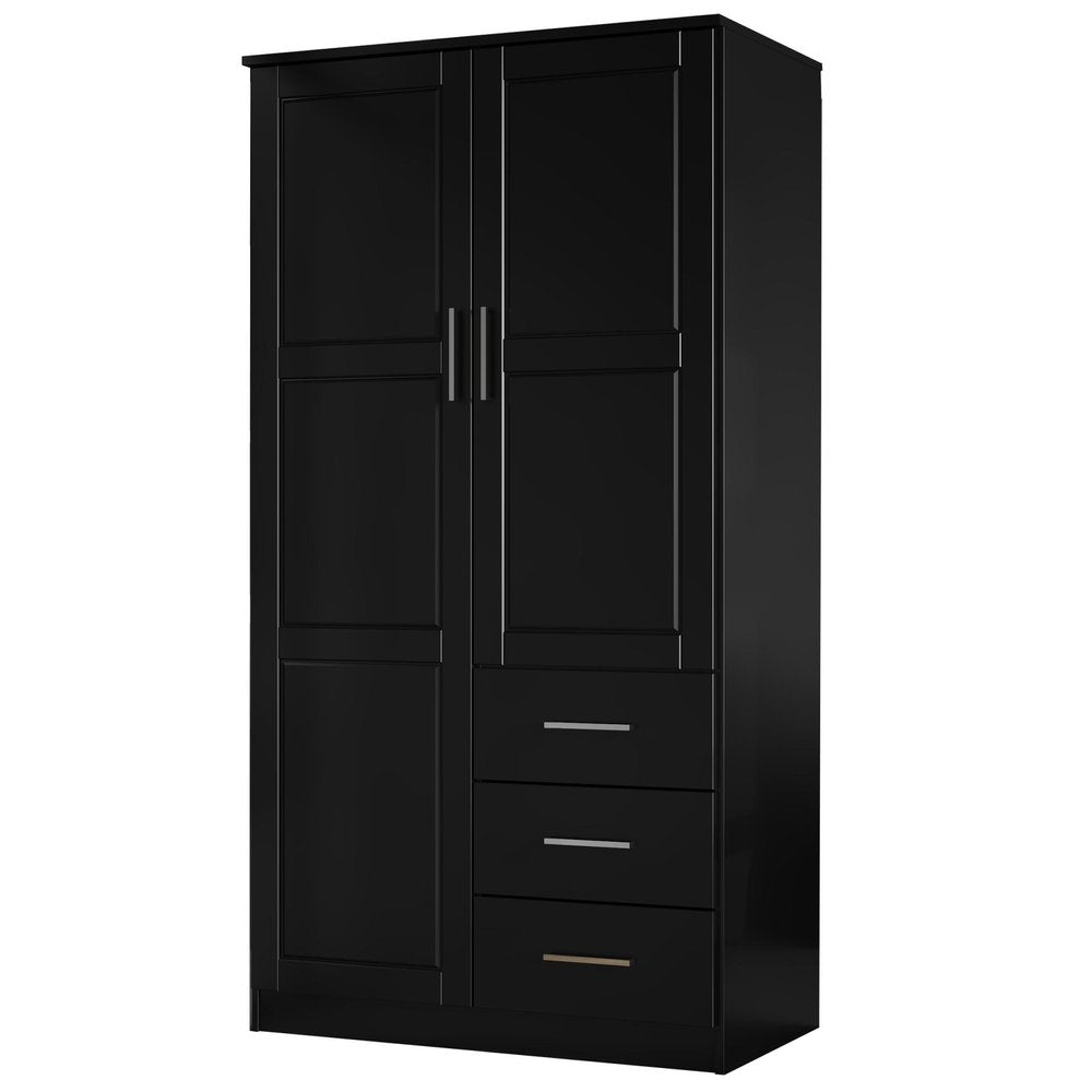 72" White Solid Wood Two Door Three Drawer Combo Dresser