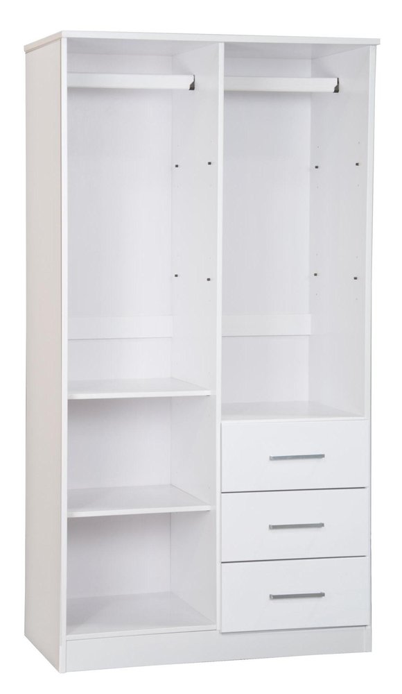 72" White Solid Wood Mirrored Two Door Three Drawer Combo Dresser