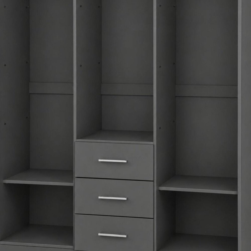 72" White Solid Wood Three Door Three Drawer Combo Dresser