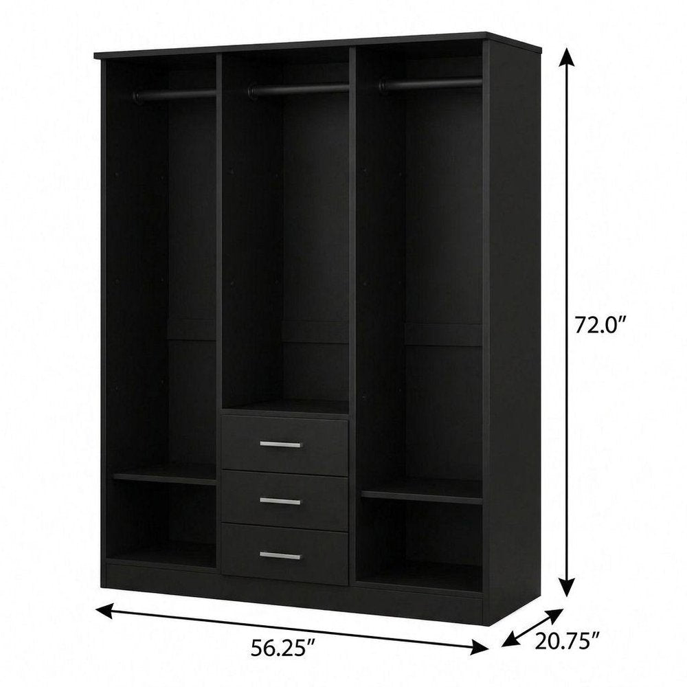 72" White Solid Wood Mirrored Three Door Three Drawer Combo Dresser