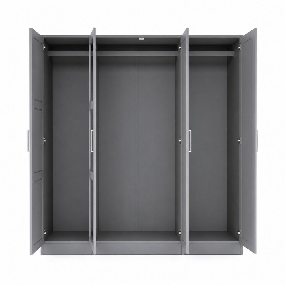 72" Gray Solid Wood Mirrored Four Door Combo Dresser