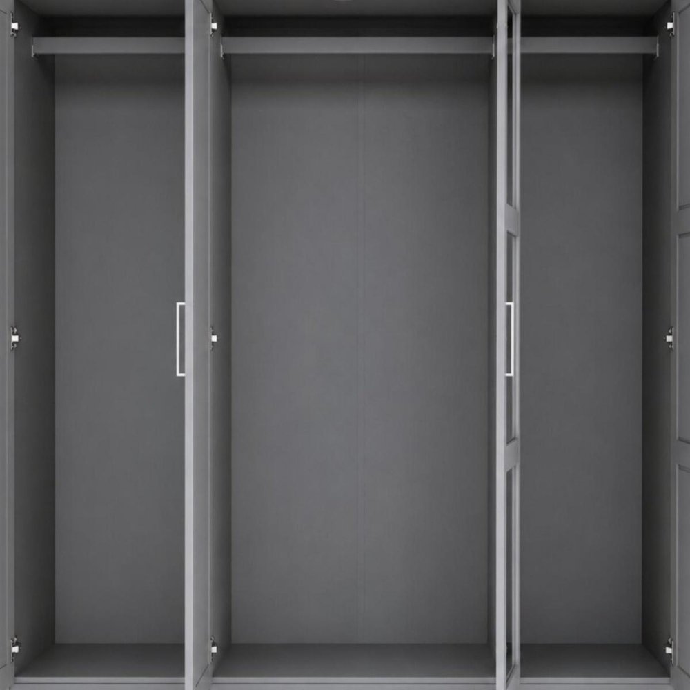 72" Gray Solid Wood Mirrored Four Door Combo Dresser