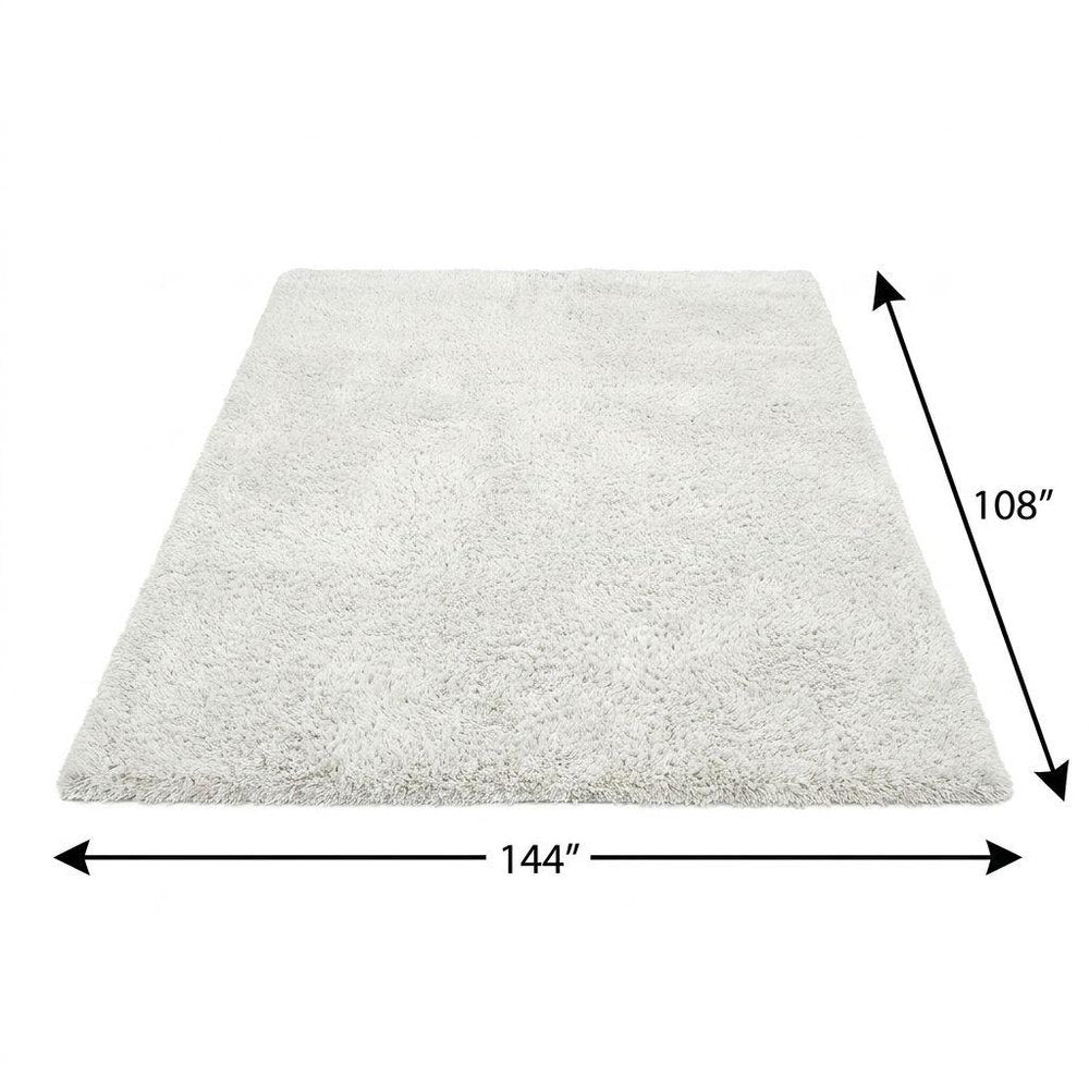 9' X 12' Yellow And Ivory Geometric Shag Washable Area Rug With UV Protection