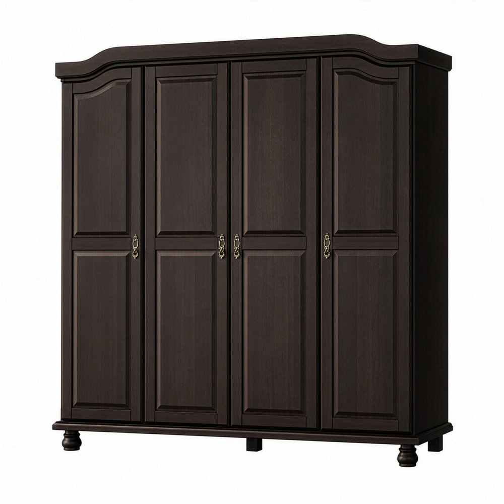 74" White Solid Wood Four Door Combo Dresser