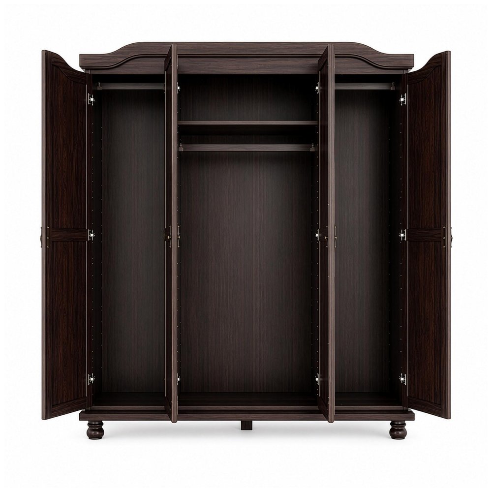 74" White Solid Wood Mirrored Four Door Combo Dresser