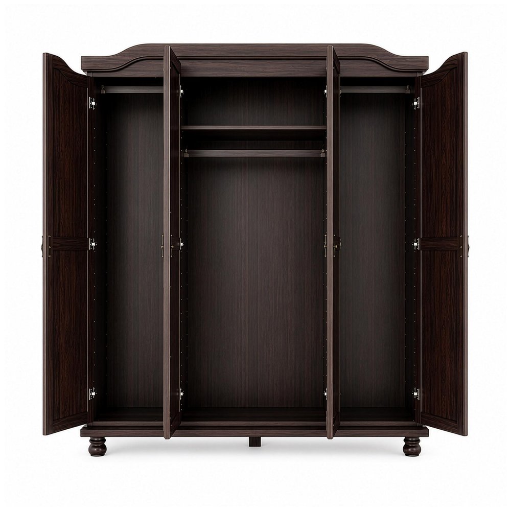 74" White Solid Wood Mirrored Four Door Combo Dresser
