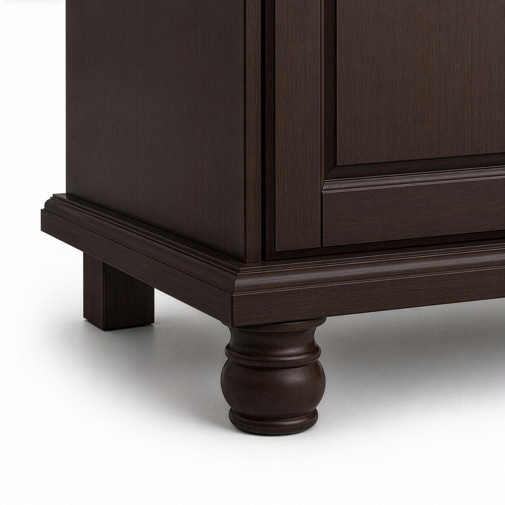 74" Dark Brown Solid Wood Four Door Combo Dresser