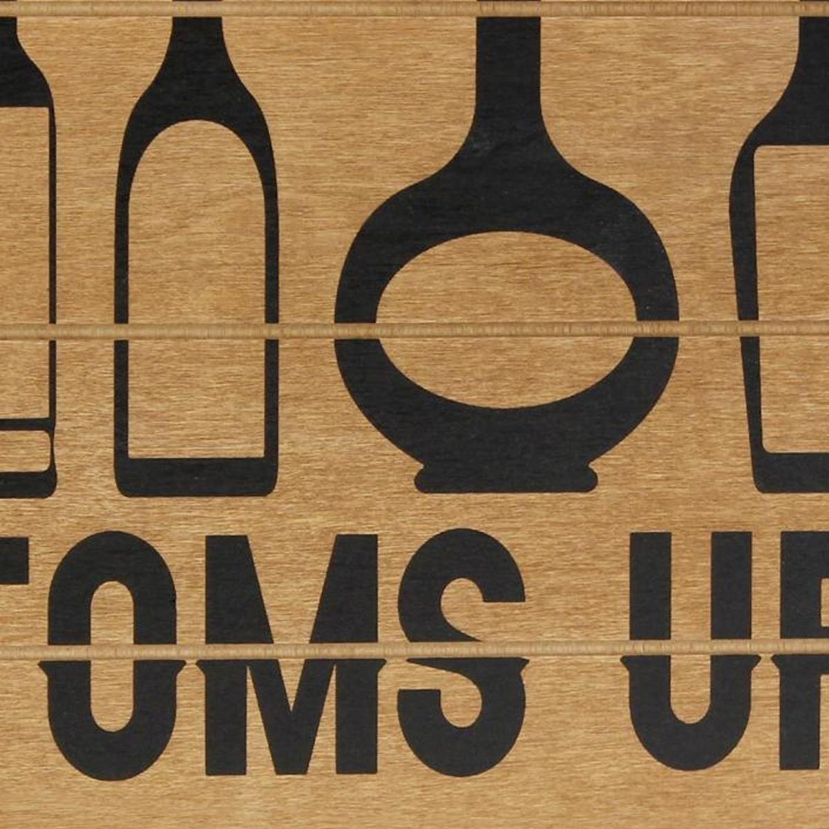 16" Natural And Black Wood Bottoms Up Wine Serving Tray With Handles And LED Lights