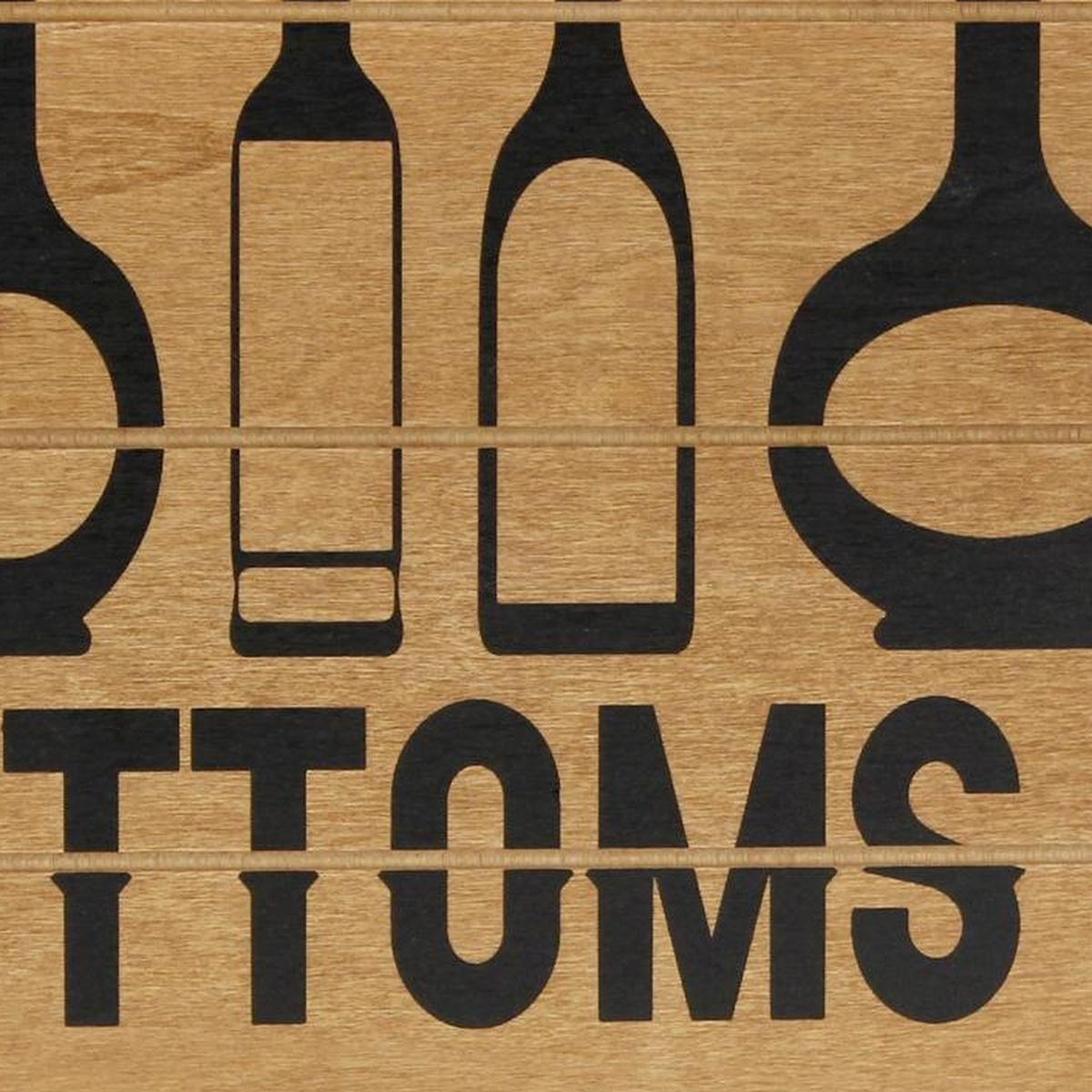 16" Natural And Black Wood Bottoms Up Wine Serving Tray With Handles And LED Lights