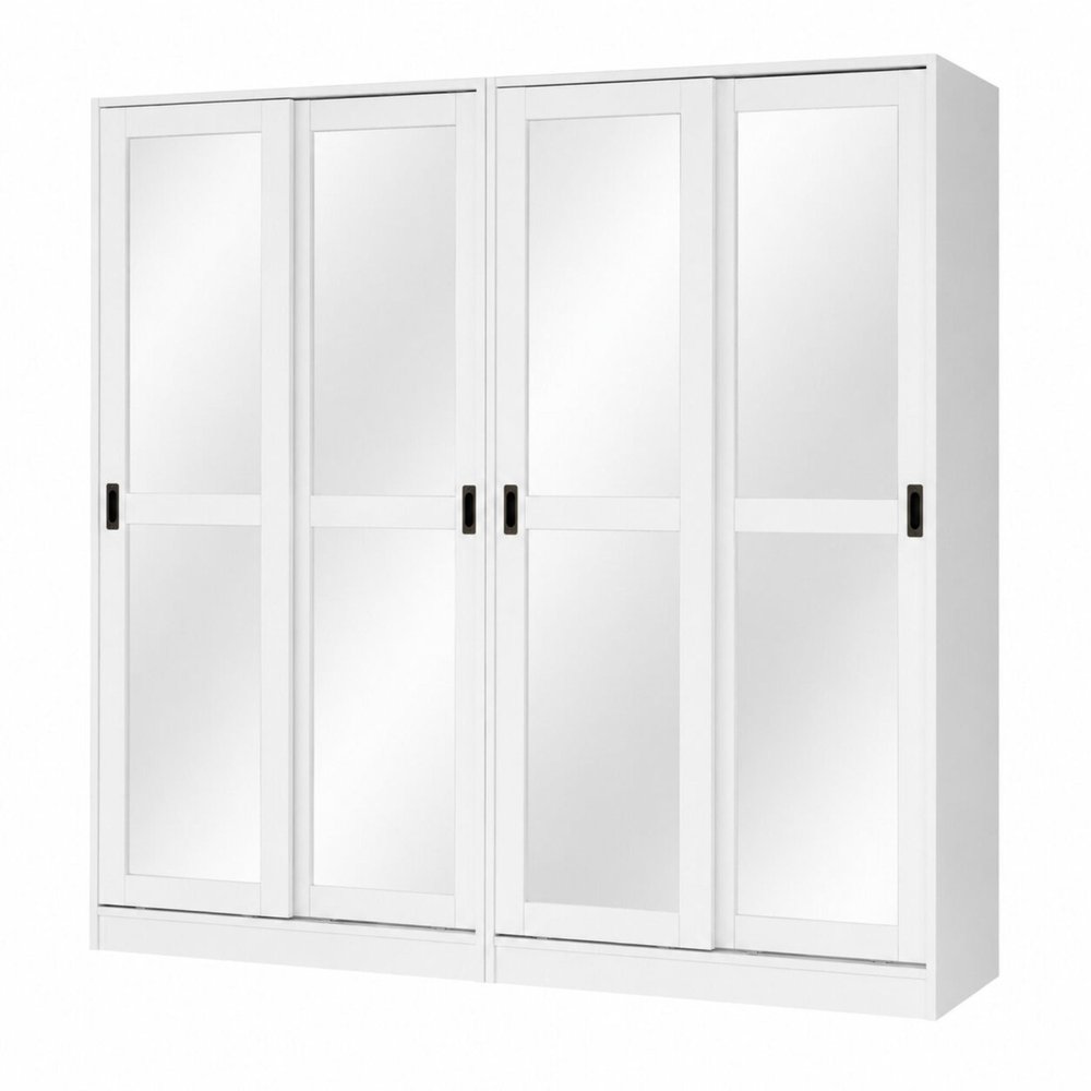 72" White Solid Wood Mirrored Five Door Combo Dresser