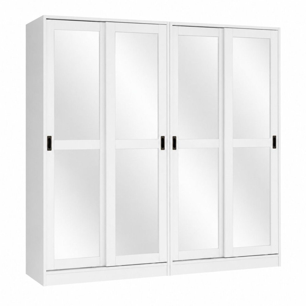 72" White Solid Wood Mirrored Five Door Combo Dresser