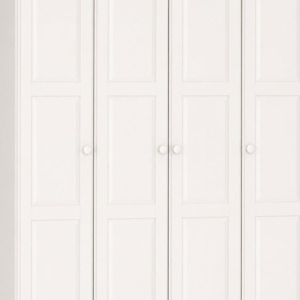 72" White Solid Wood Four Door Combo Dresser