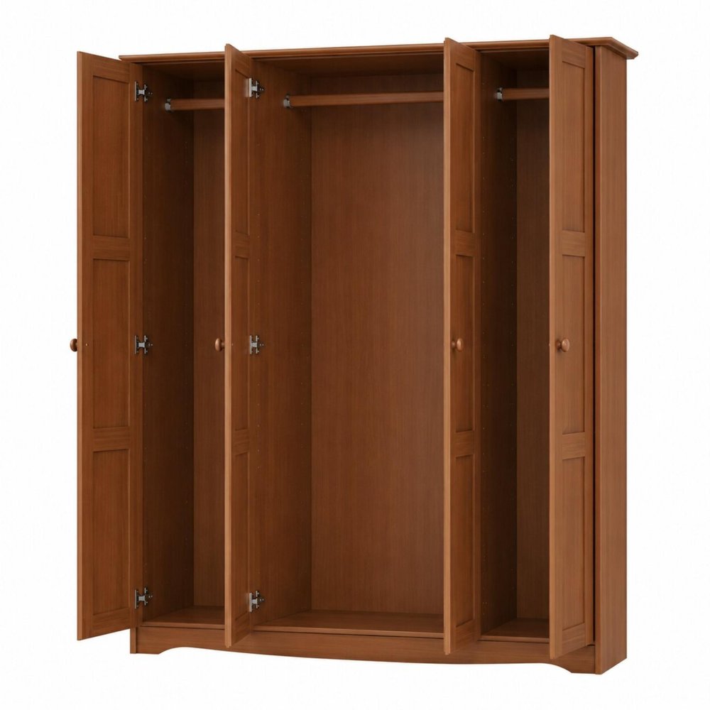 72" White Solid Wood Four Door Combo Dresser