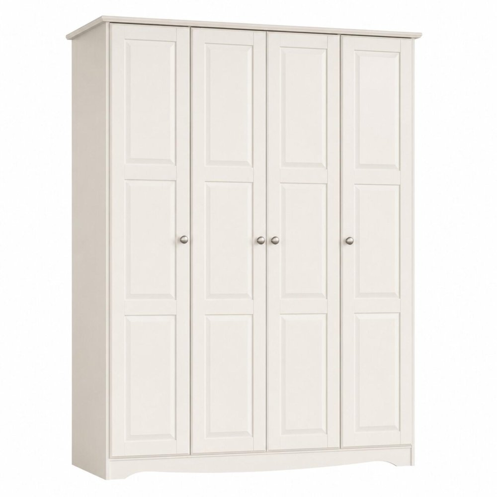 72" White Solid Wood Four Door Combo Dresser
