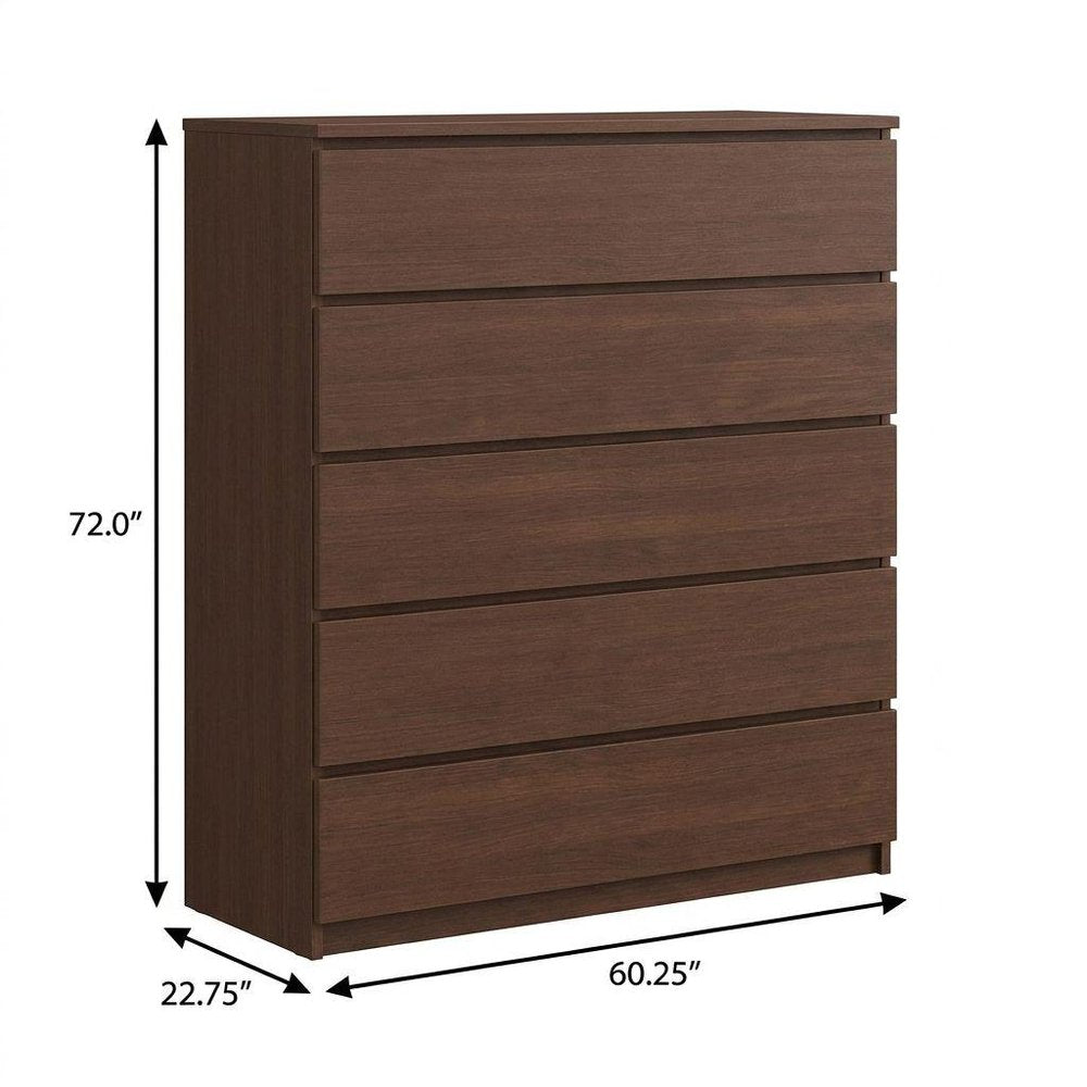 72" Coffee Solid Wood Mirrored Four Door Combo Dresser