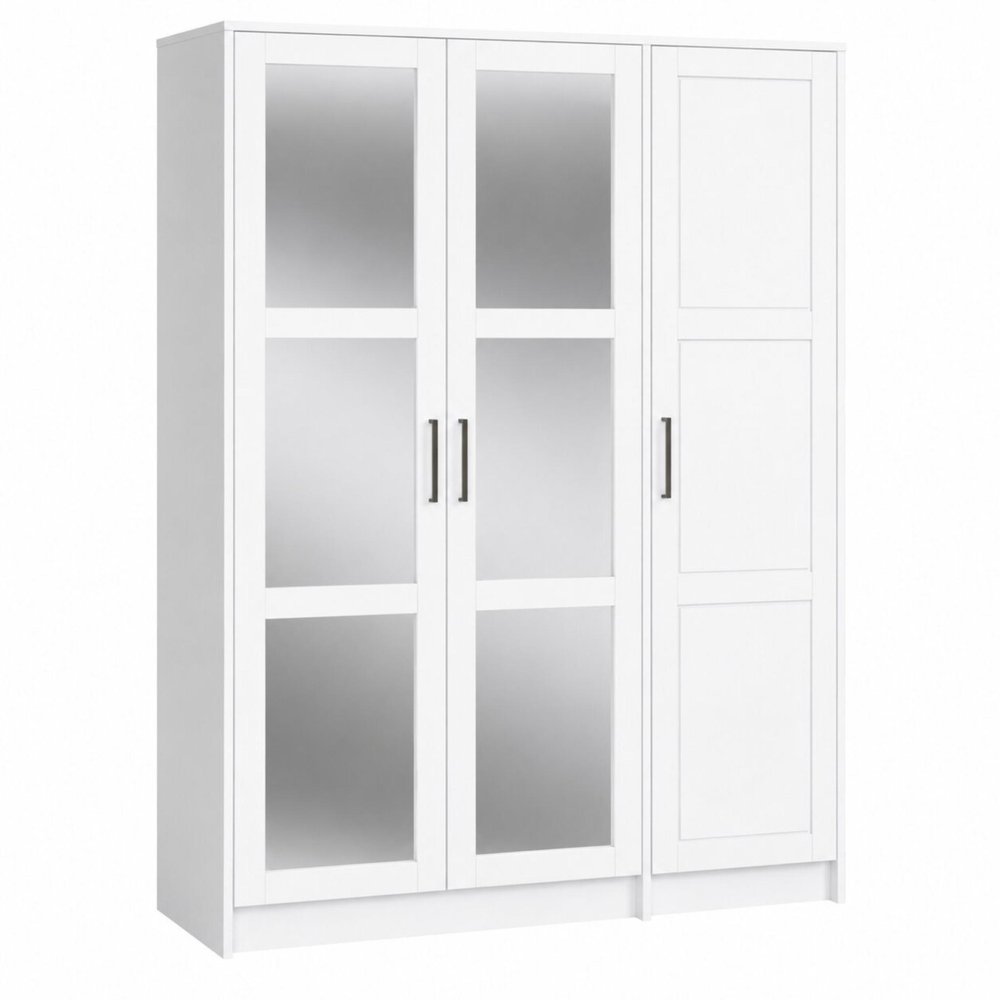 72" White Solid Wood Three Door Combo Dresser