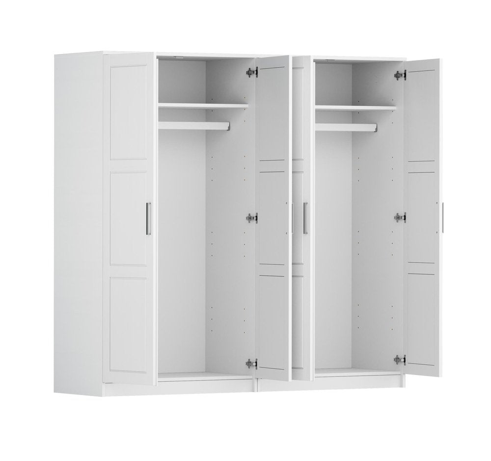 72" White Solid Wood Four Door Combo Dresser