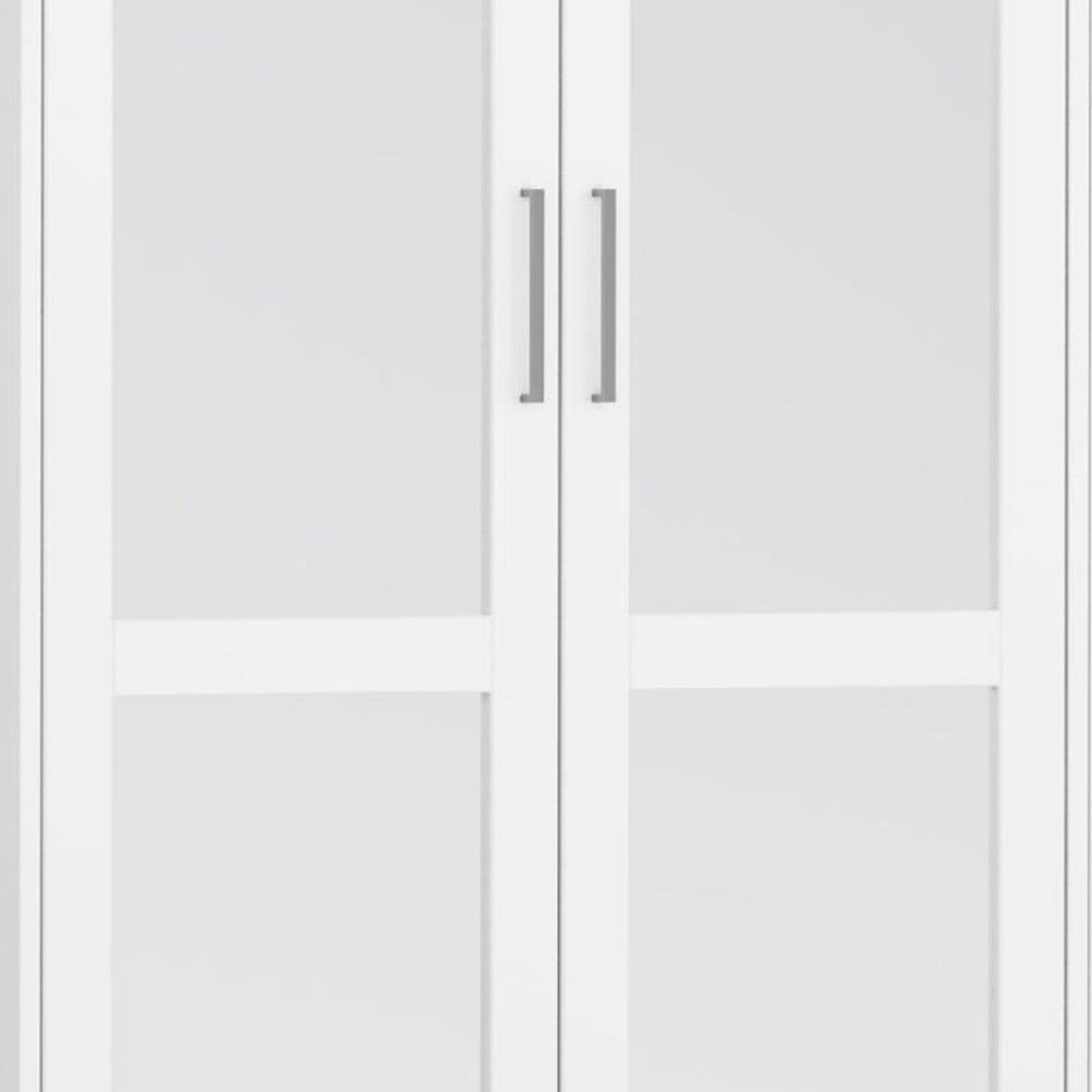 72" White Solid Wood Mirrored Four Door Combo Dresser
