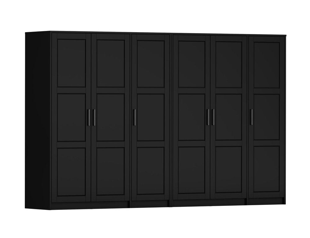 72" Black Solid Wood Six Door Combo Dresser