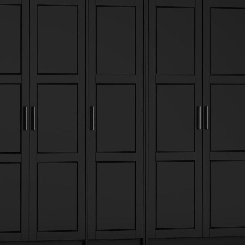 72" Black Solid Wood Six Door Combo Dresser