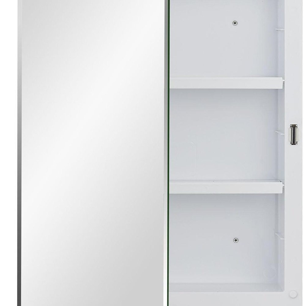 16" White Plastic Floating Single Door Bathroom Vanity And Medicine Cabinet With Mirror