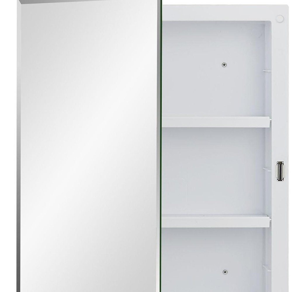 16" White Plastic Floating Single Door Bathroom Vanity And Medicine Cabinet With Mirror