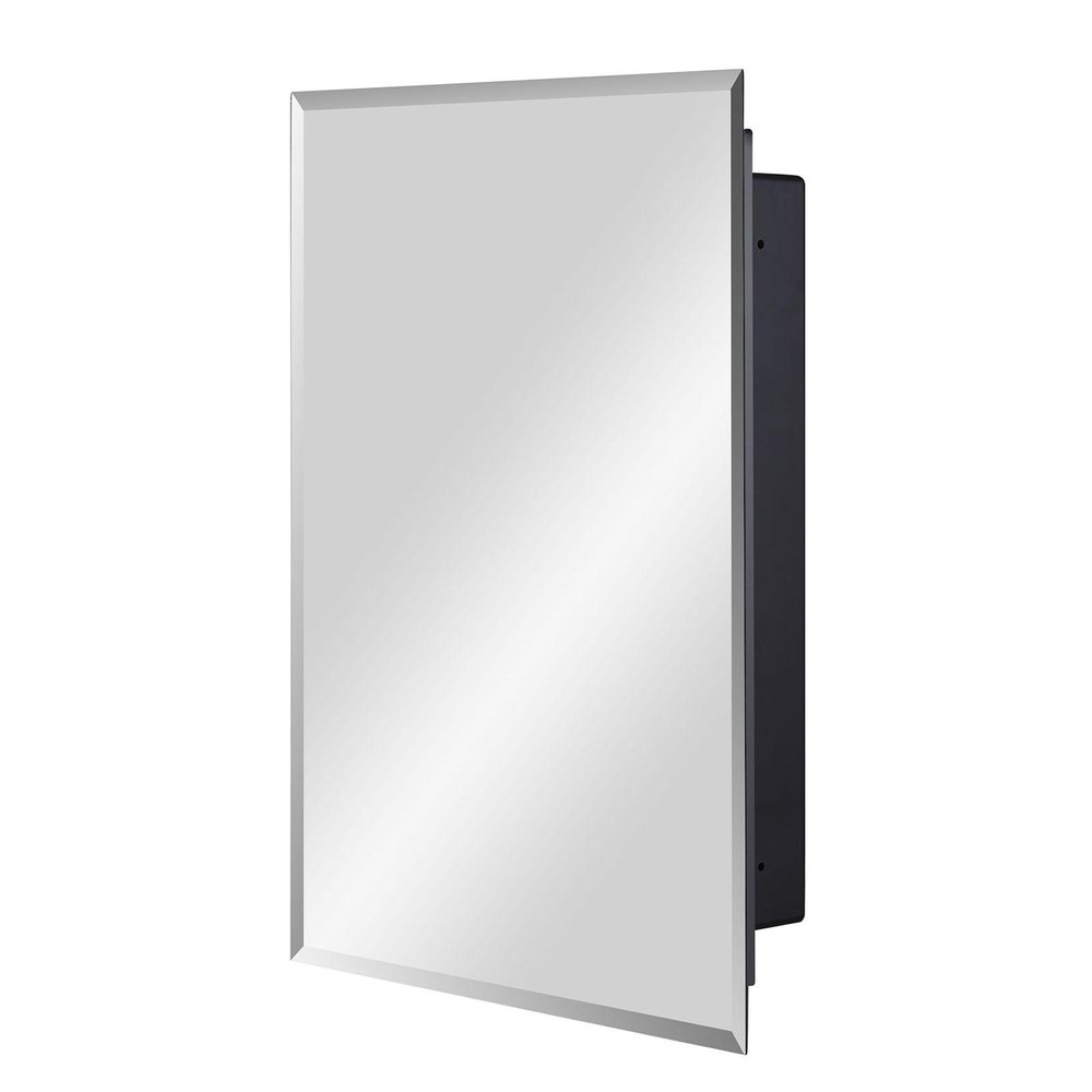 16" Black Plastic Floating Single Door Bathroom Vanity And Medicine Cabinet With Mirror