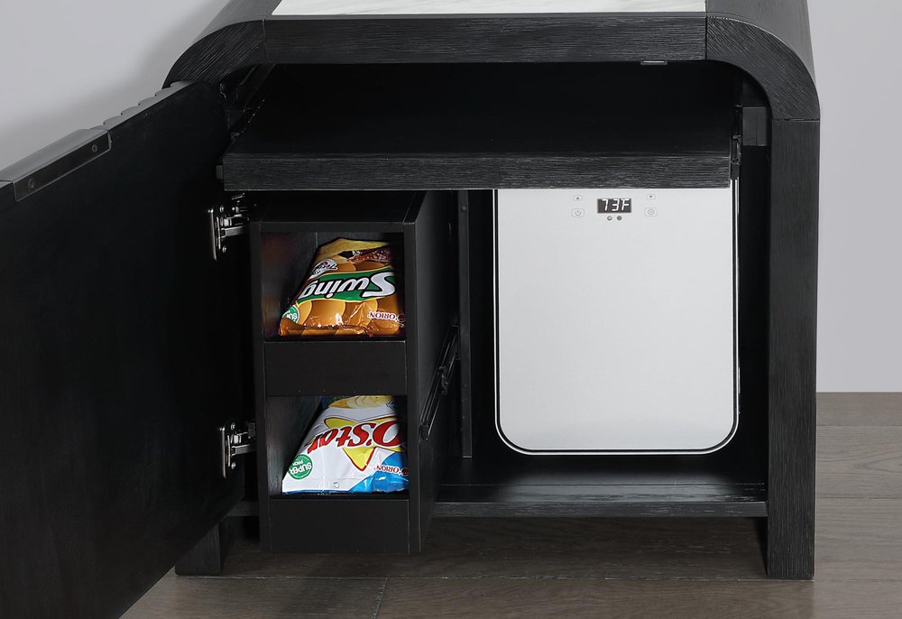 27" White And Black Wood Lighted Two Drawer Nightstand with USB Port and Integrated Tech