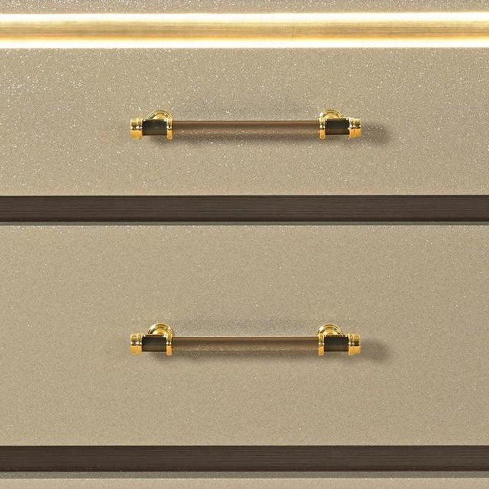 24" Gold Wood Lighted Two Drawer Nightstand