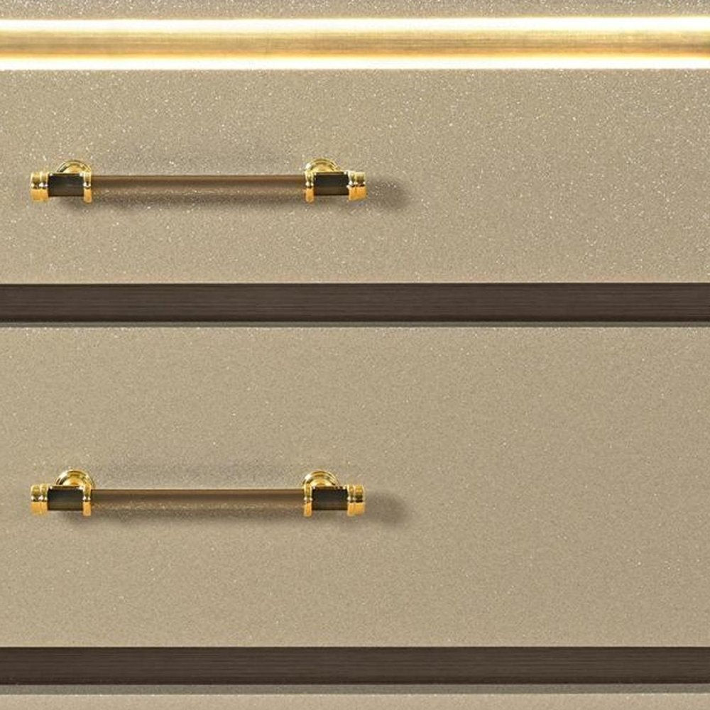 24" Gold Wood Lighted Two Drawer Nightstand