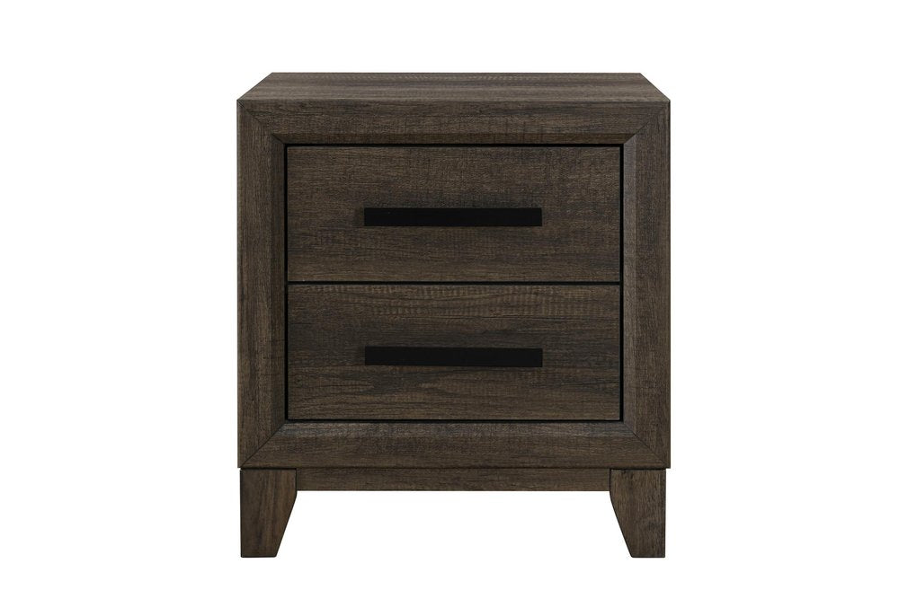 22" Dark Brown And Brown Wood Two Drawer Nightstand