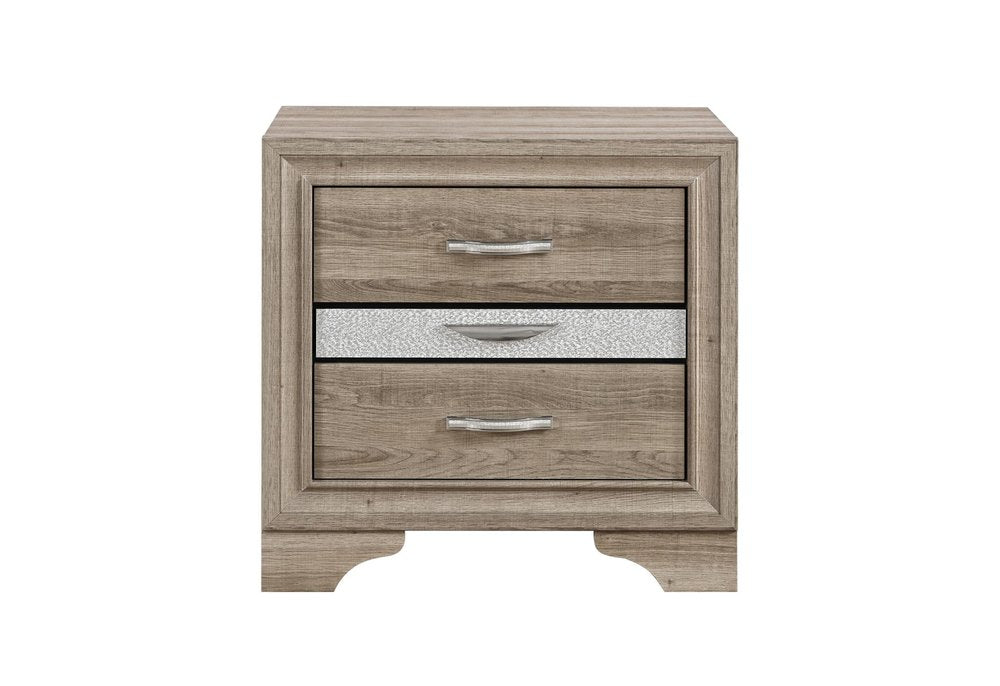 26" Natural Wood Two Drawer Nightstand