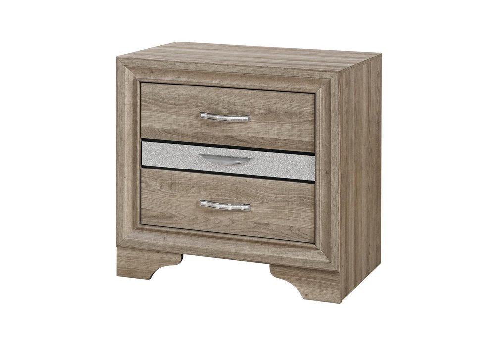 26" Natural Wood Two Drawer Nightstand