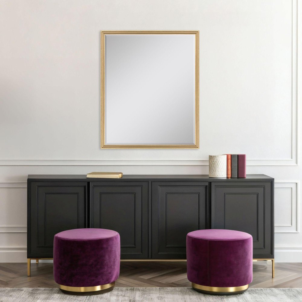 30" Gold Solid Wood Framed Accent Mirror
