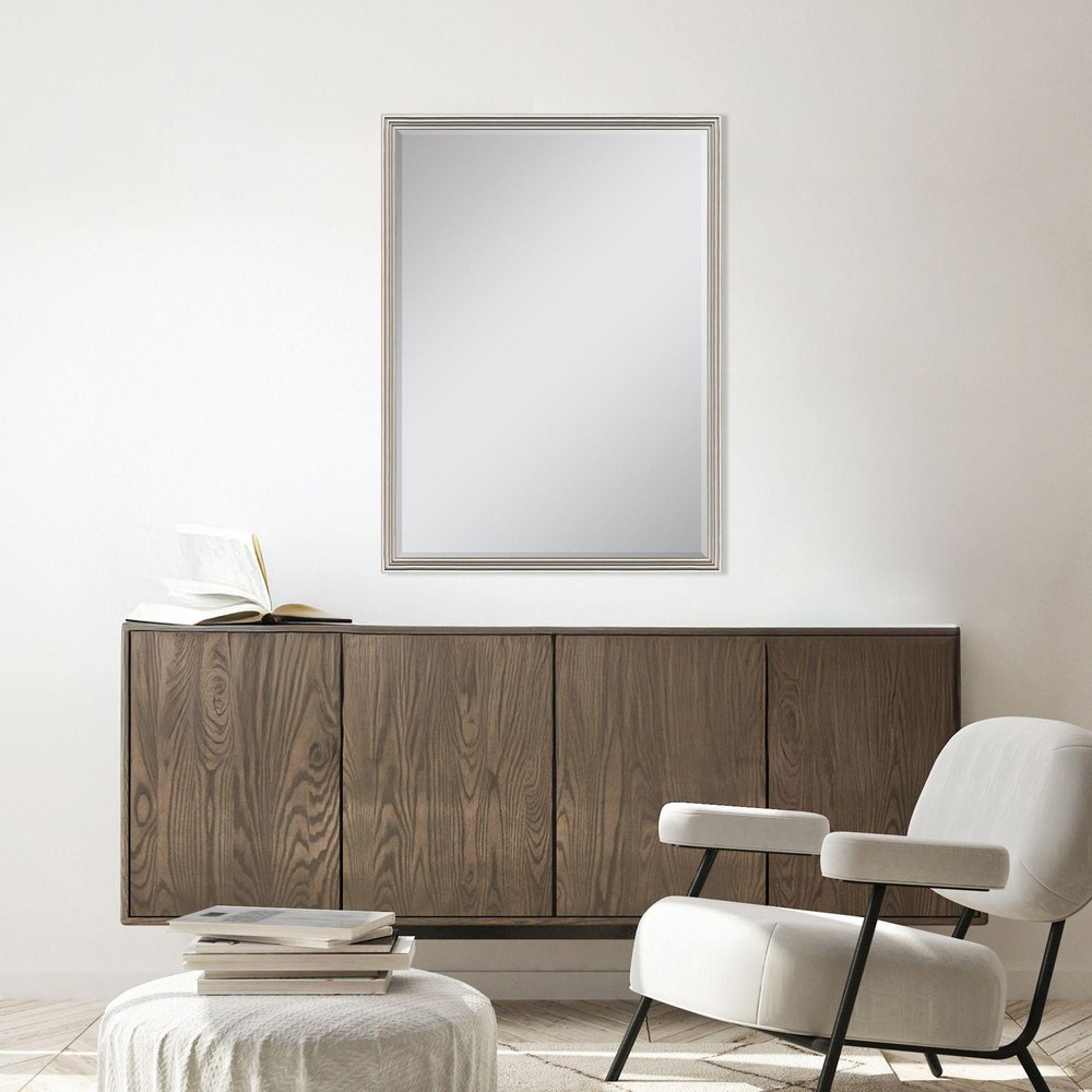 38" Silver Solid Wood Framed Accent Mirror