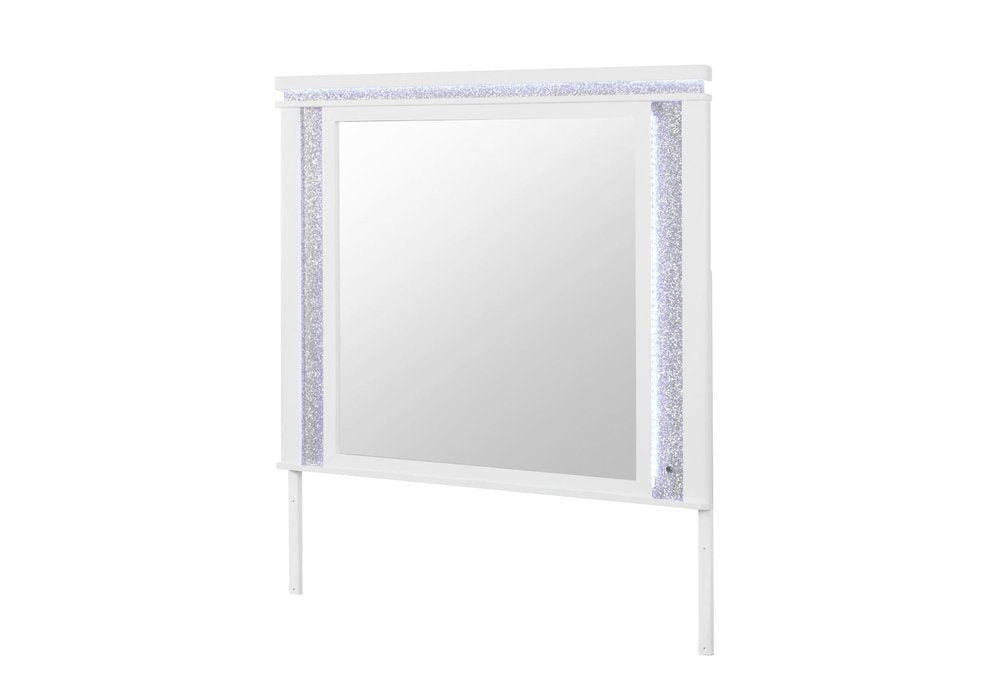 40" White Wood Lighted Dresser Mount Framed