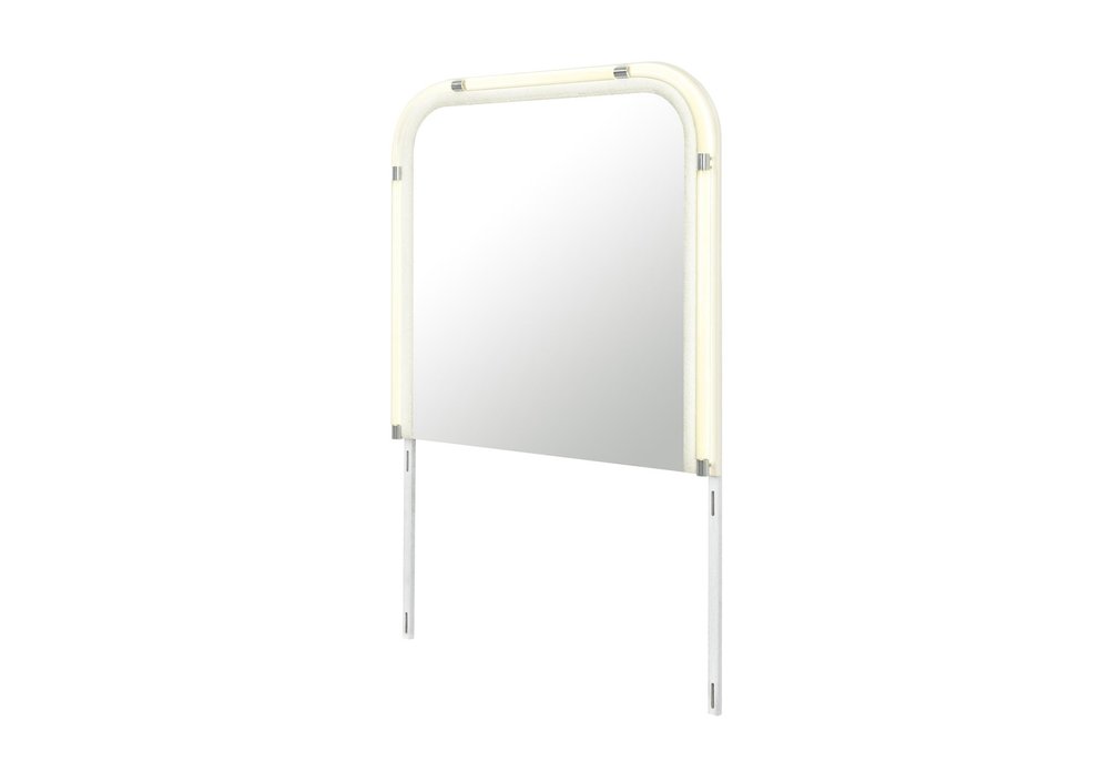 40" Beige Wood Lighted Dresser Mount Framed