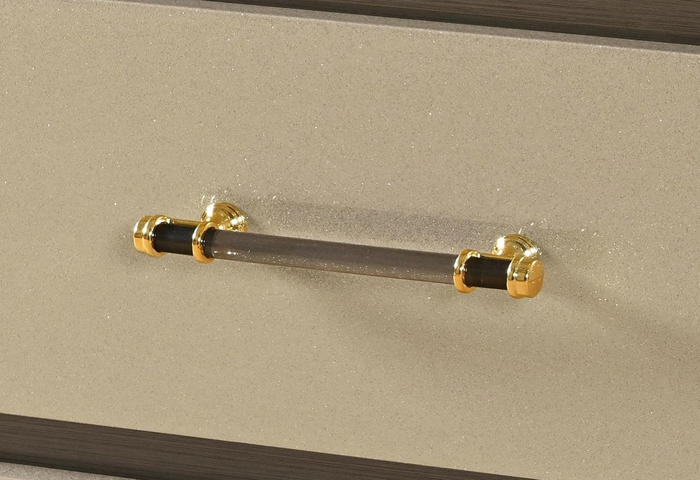 61" Gold Wood Lighted Six Drawer Double Dresser