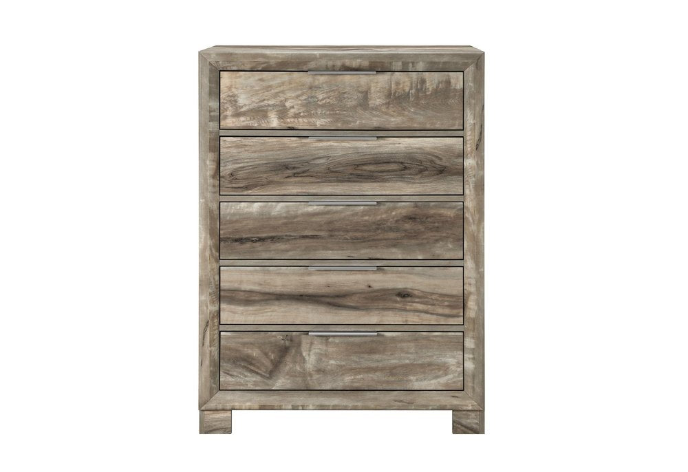 48" Brown Wood Five Drawer Dresser