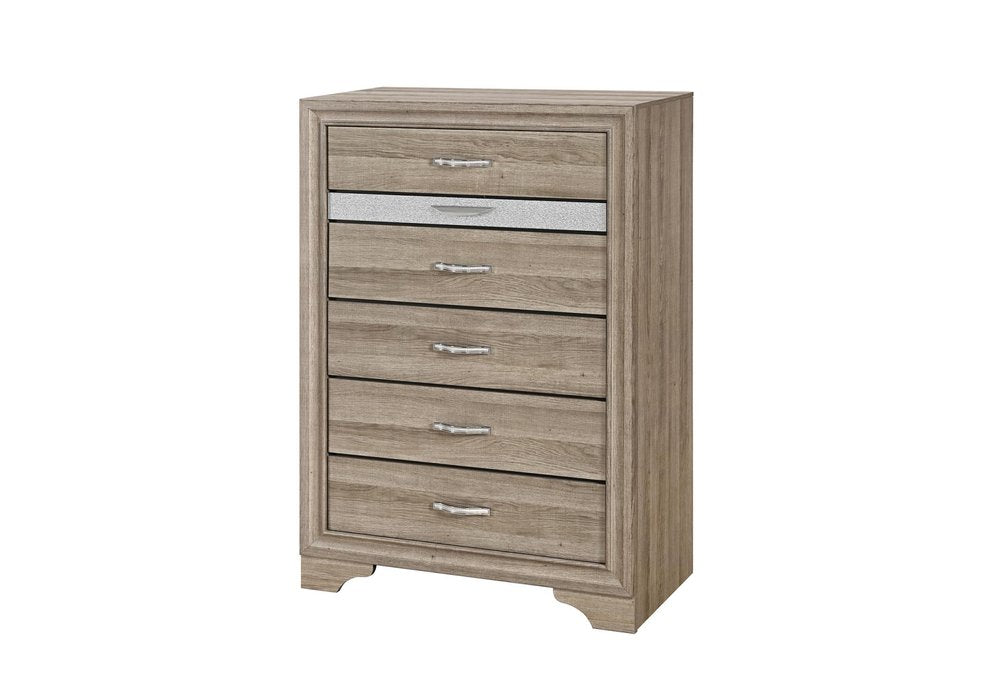 51" Natural Wood Five Drawer Dresser