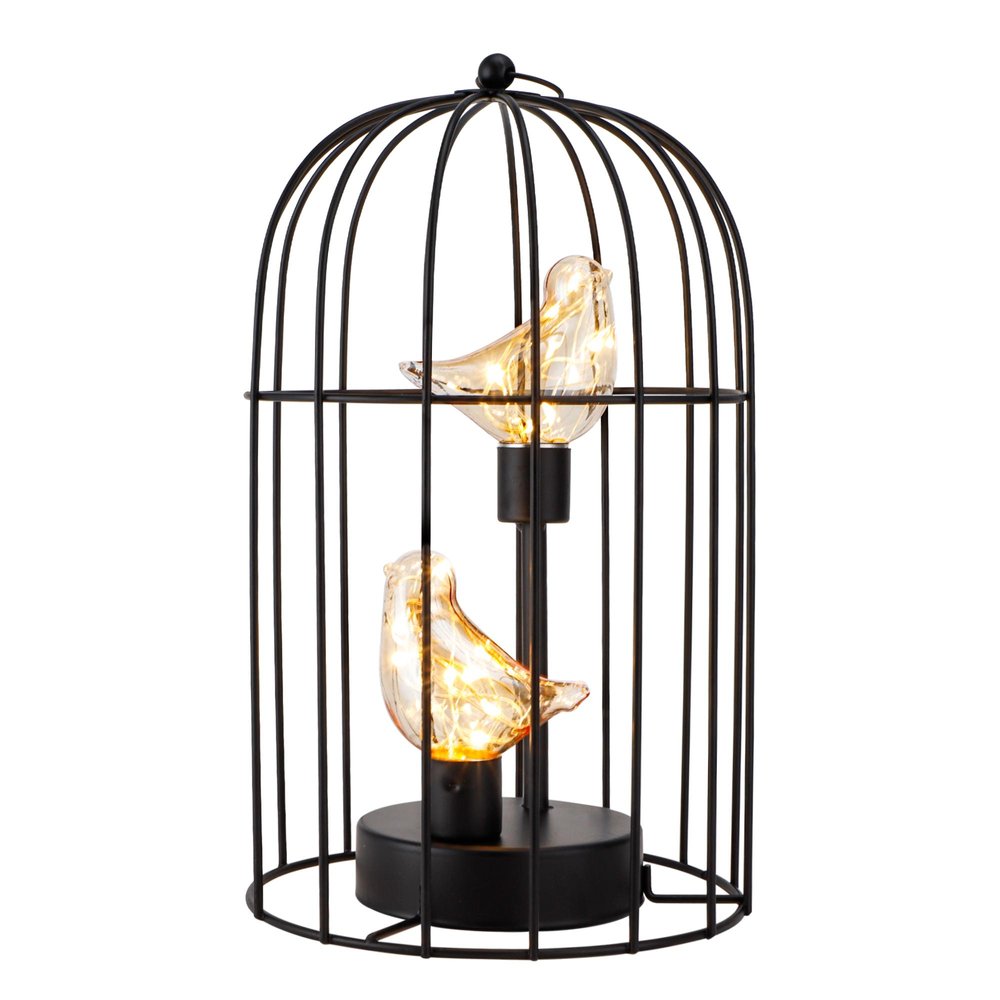 12" Black Novelty Animals Desk Lamp With Cage Shade