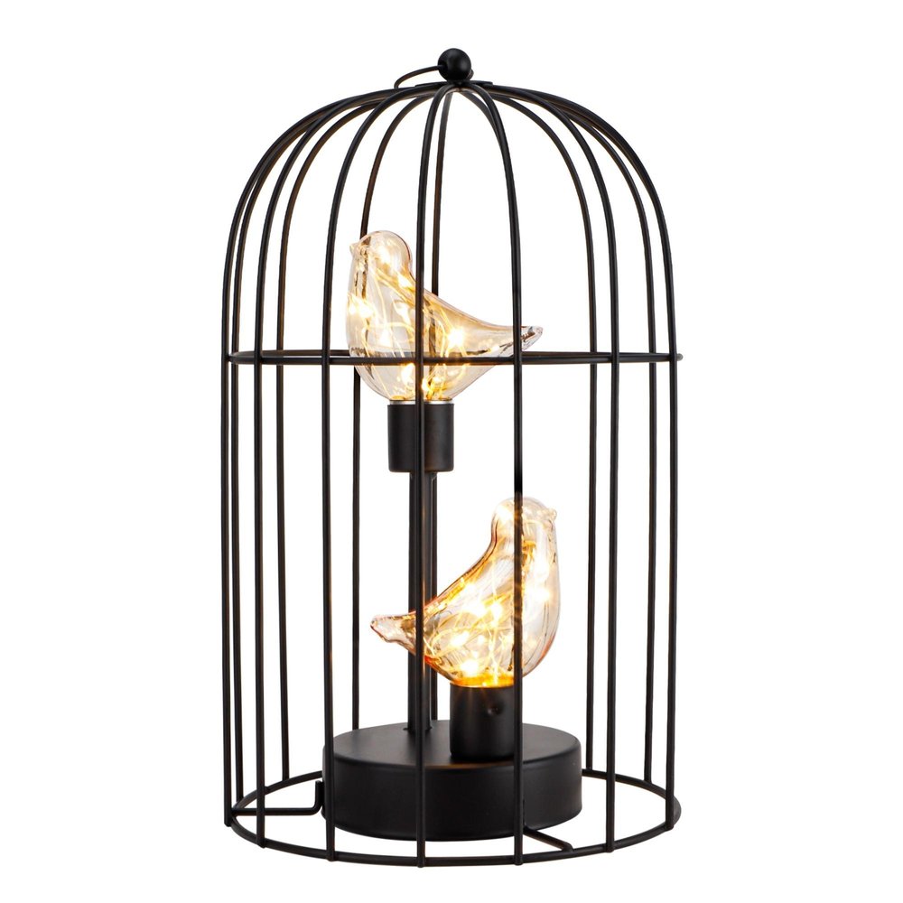 12" Black Novelty Animals Desk Lamp With Cage Shade