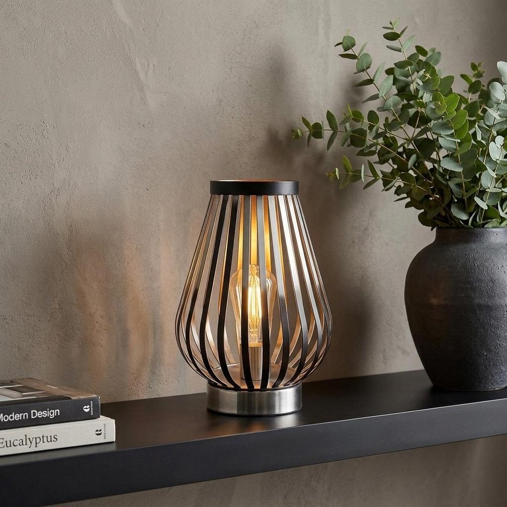9" Brown Novelty USB Desk Lamp With Cage Shade
